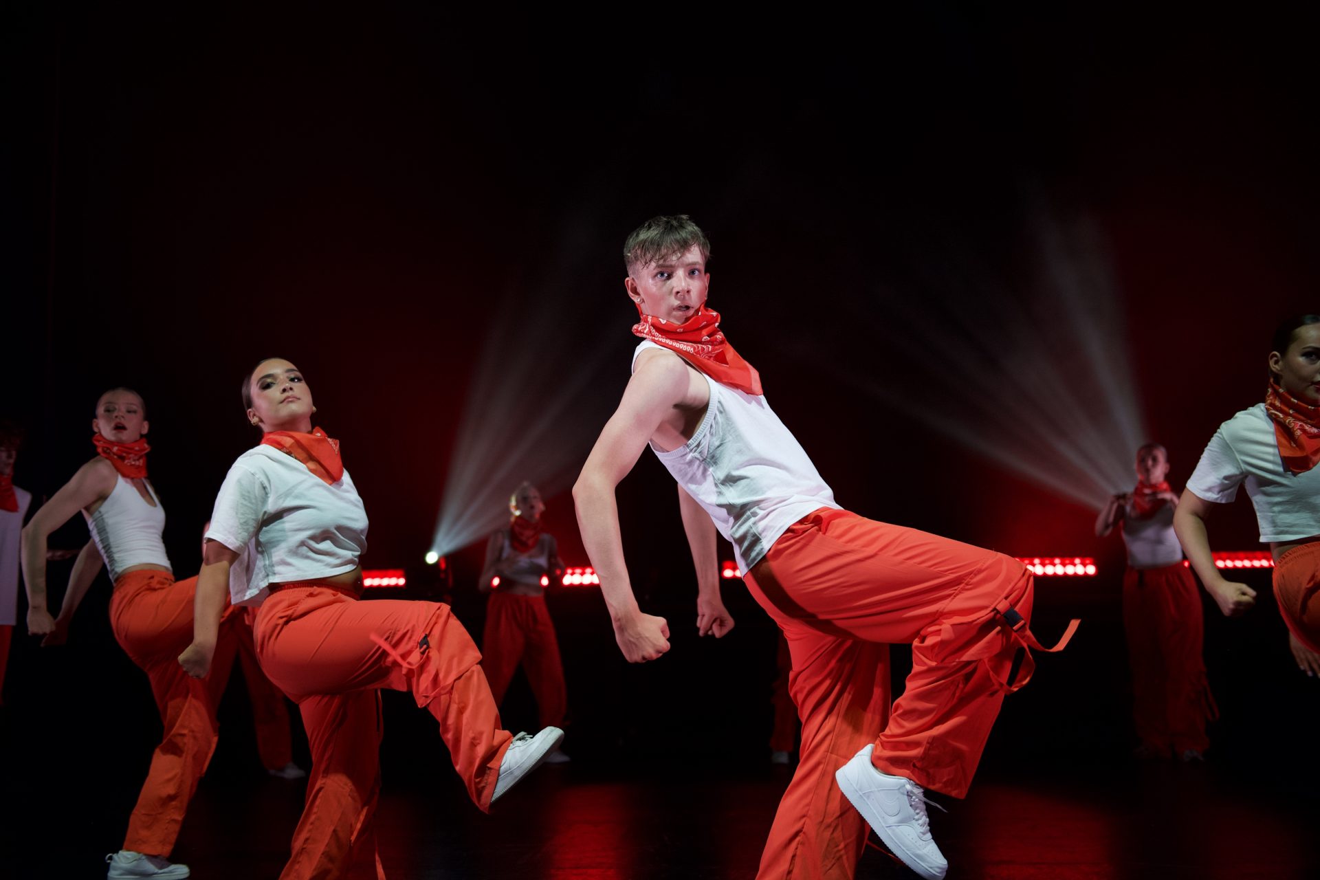 A group perform dance